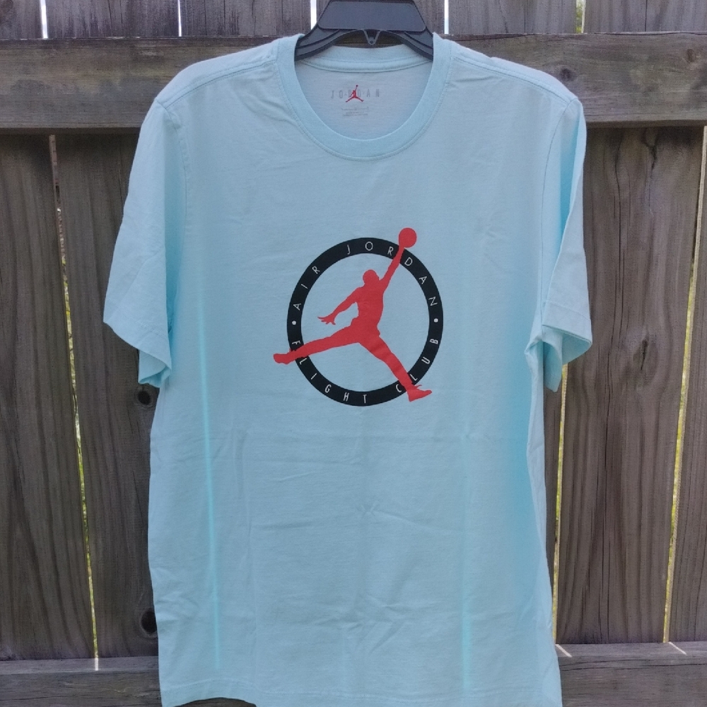 Jordan Sky Blue Tee with Red Logo